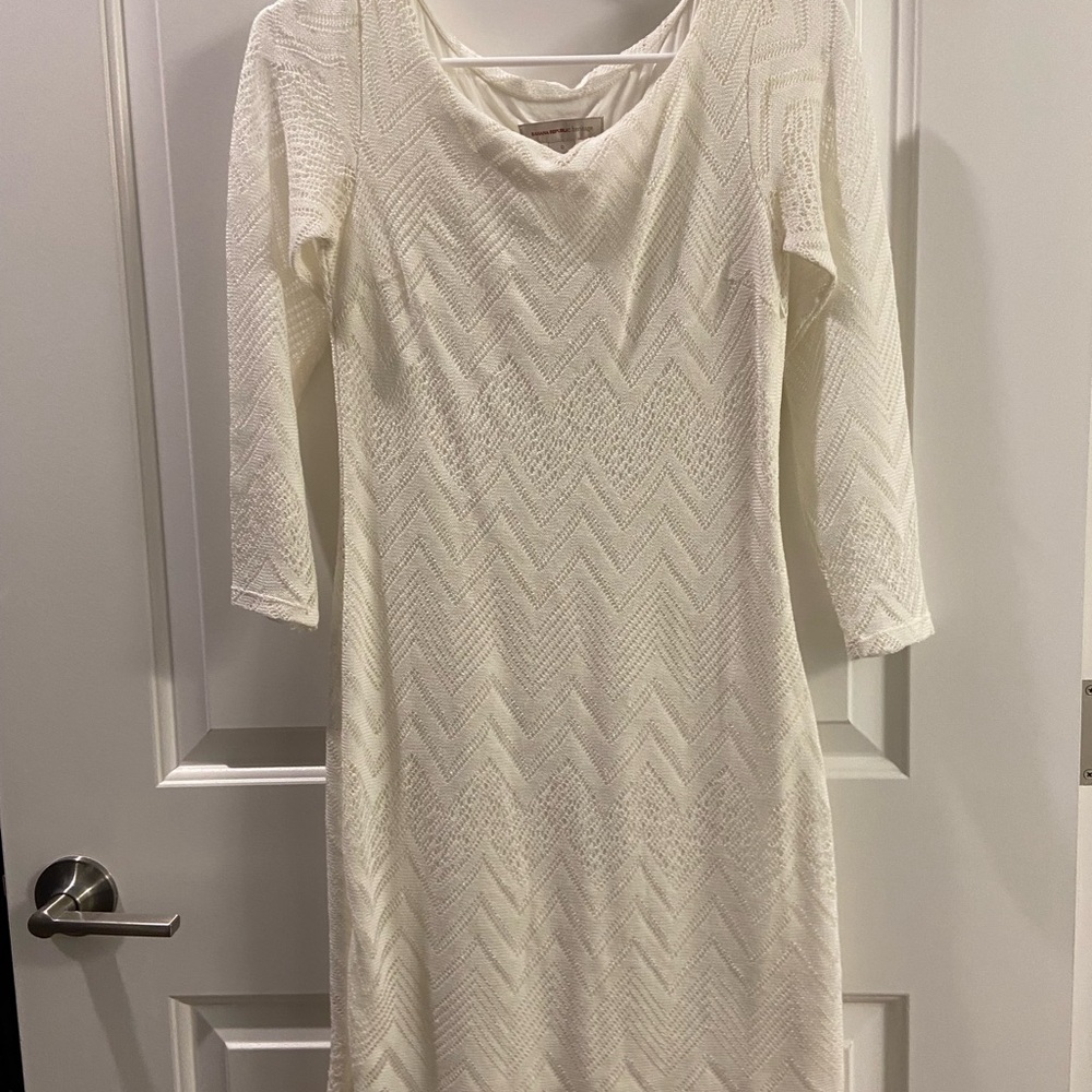 Elegant White Chevron Dress